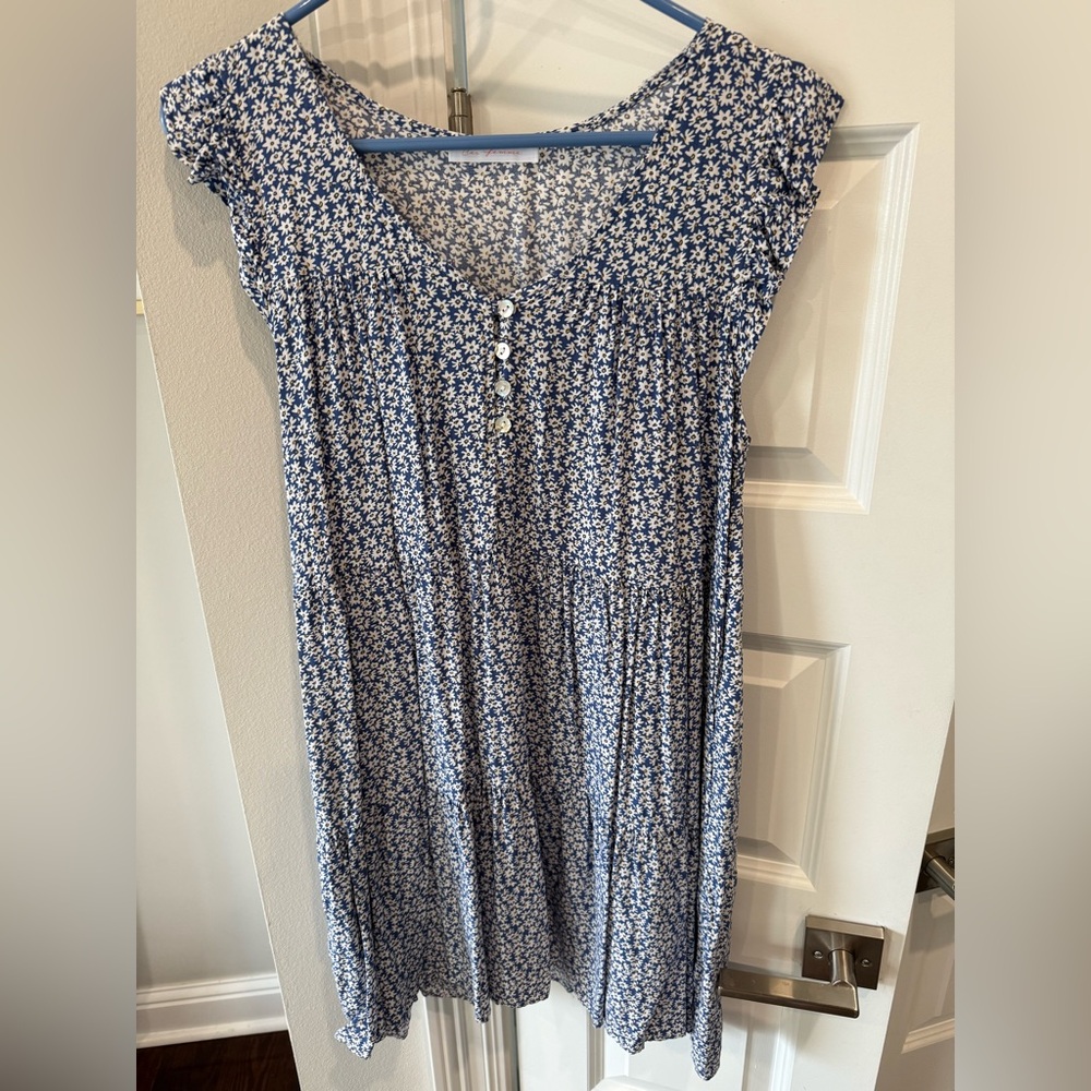 Floral Blue and White Maternity Dress